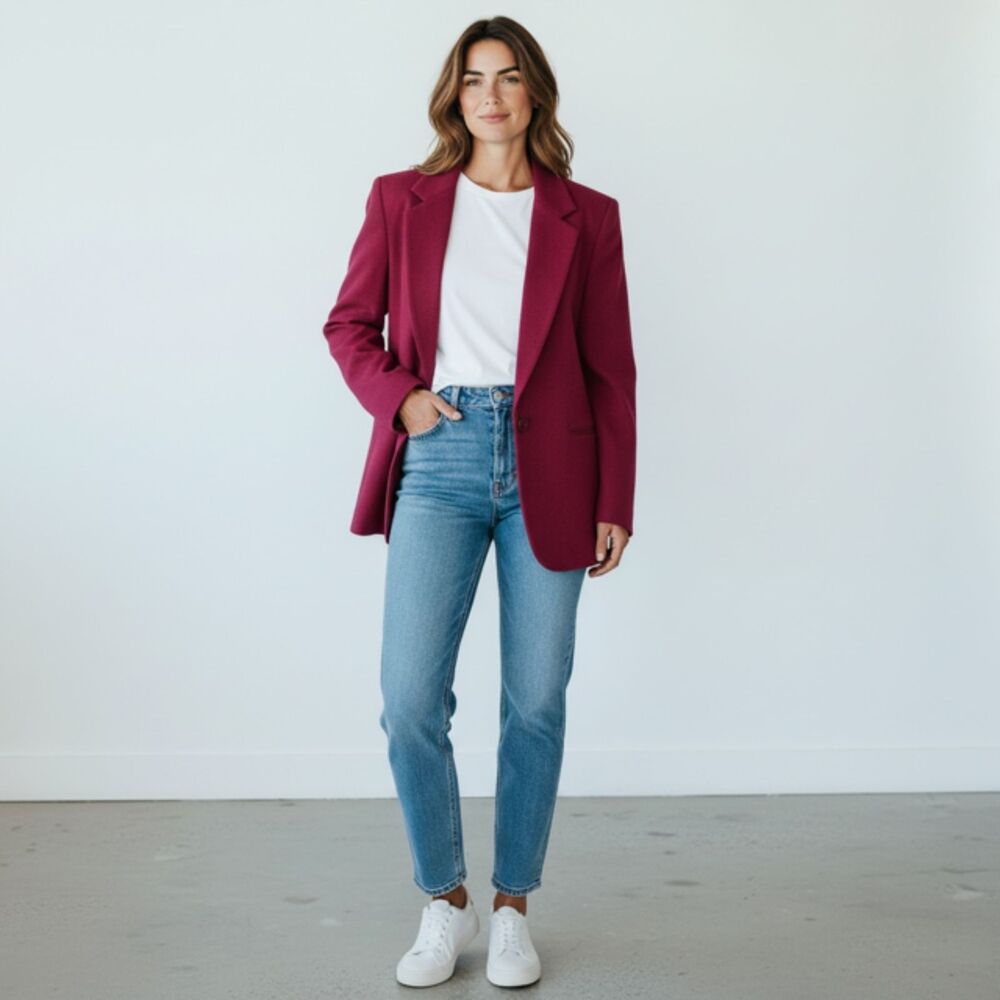 Vintage L.L. Bean Women’s Red Wool Cashmere Lined Blazer - Size 12R